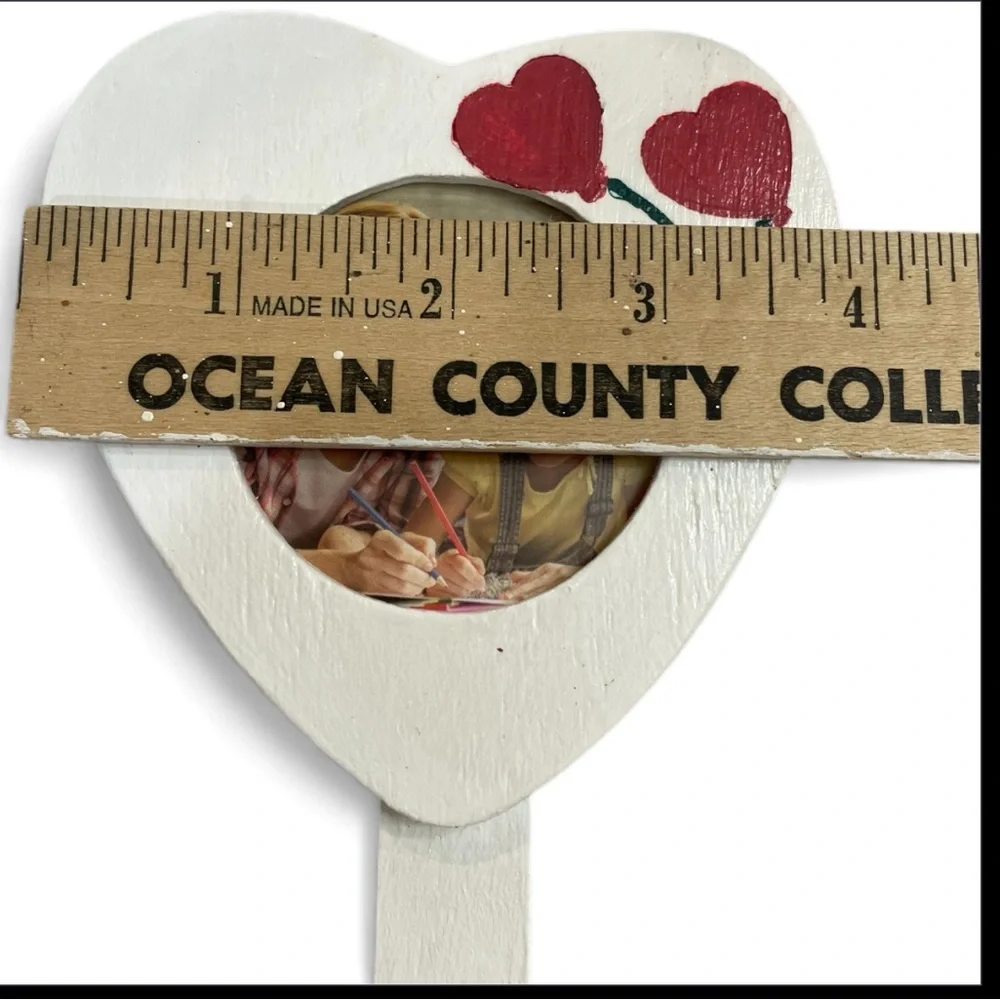 Handmade Heart-Shaped Photo Frame with Red Painted Heart Accents
